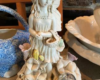Small Fairy Statue with Gazing Ball