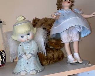 Porcelain Multi Color Fiber Optic Christmas Angel Figurine,