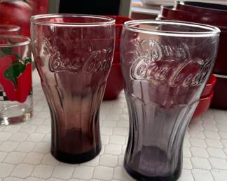 Pair of Purple Tinted Coca-Cola Glasses