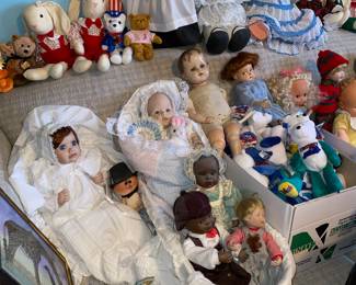 Hamilton Collection by Bethany Parker Porcelain Doll - Bethany, Composition Doll, Danbury Mint Porcelain Doll - Bundle of Joy, Knowles Porcelain Doll - Yolanda's Picture-Perfect Babies -David & Danielle, Large Kewpie Doll