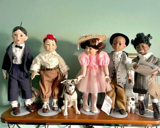 1993 Little Rascals Porcelain Dolls - Alfalfa, Hamilton, Darla, Buckwheat, Stymie