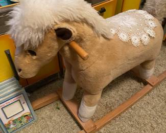 Plush Brown/White Rocking Horse