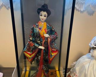 Japanese Geisha Doll in Case