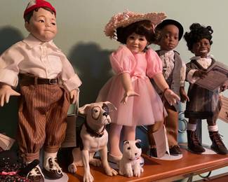 1993 Little Rascals Porcelain Dolls - Alfalfa, Hamilton, Darla, Buckwheat, Stymie