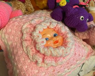 Crochet Baby Doll Face Pillow