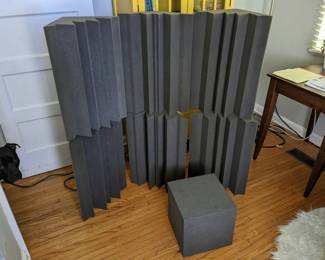 Sound Absorption Corner Wedges with 1 base blocker corner cube. 
