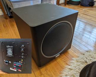 Polk Audio PSW 125 Subwoofer.  Huge ground vibrating speaker. I used it in my yoga studio and worked amazing in a large space.