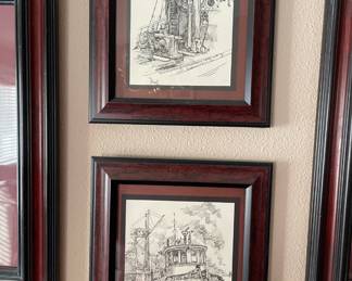 2 Framed and Matted Fishing Boat Prints by Roger Berghoff
