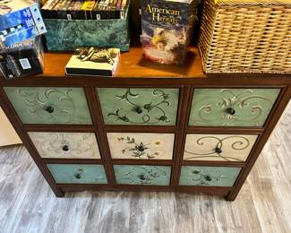 9 Drawer Accent Dresser with Floral Painted Drawers