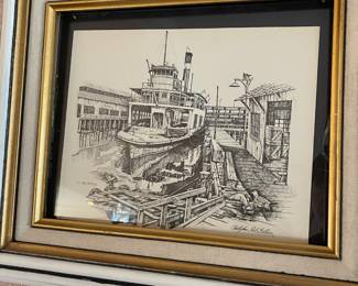 Framed and Matted Ink Print of The San Mateo by Christopher Paul Bollen