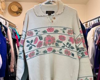 Eddie Bauer Floral Knitted Sweater - Size Petite Small