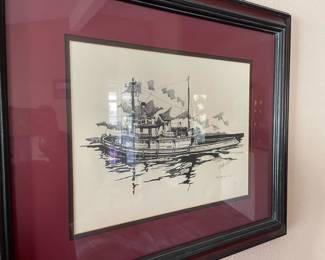 Framed and Matted Print of The Donna Foss "Tug" by Christopher Paul Bollen