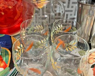 Set of 4 Libbey Wine Goblets - Fall/Autumn Leaves Pattern