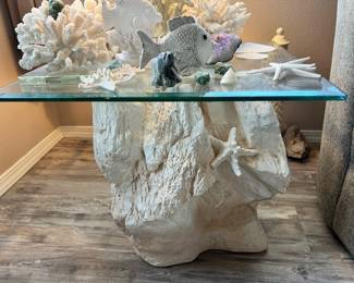 Reef Design Side Table with Square Glass Top