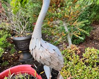 Outdoor Metal Crane Statue