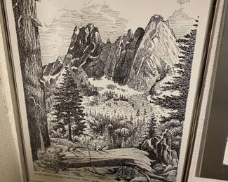 Pen Drawing "In the North Cascades National Park, Washington" by A. Lyall Lush