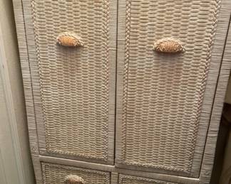 White Wicker Armoire