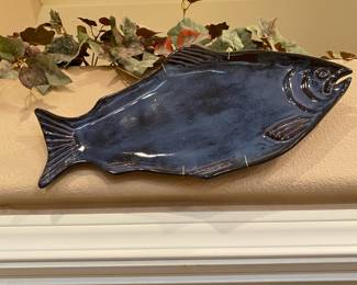 Blue Terra Cotta Fish Platter