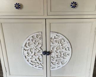 White Cabinet Floral Motif