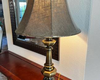 Brass Table Lamp with Brown/Golden Lamp Shade