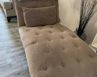 Tufted Beige Chaise Lounge