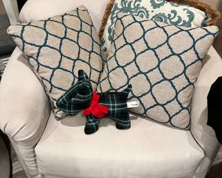 White Upholstered Barrel Chair