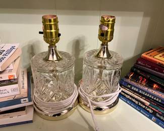 2 Crystal Cut Table Lamps with Brass Base