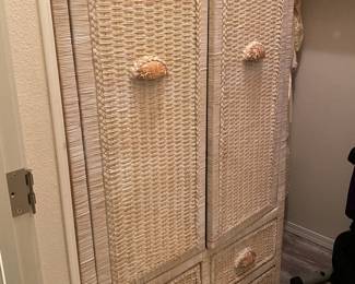White Wicker Armoire