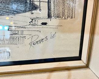 Framed Sketch of River Boat by Reeves