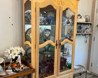 Bleached Oak Double Door Curio Cabinet