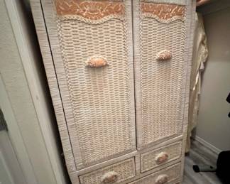 White Wicker Armoire
