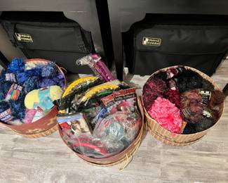Assortment of Yarn, Knitting Wheels