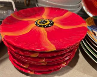 Set of 6 Fresh Decor - Red Poppy Dinner Plates 
