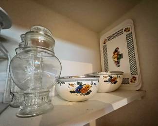 Pair of Floral Enamelware Bowls