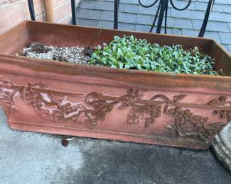 Rectangle Terra Cotta Planter with Grape Pattern