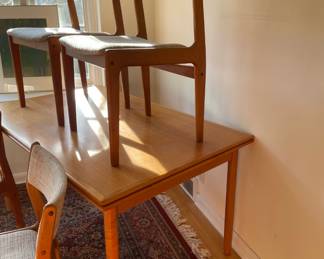 Mid Century Modern Danish Dining Table and 4 Chairs