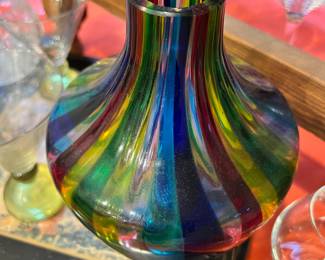 Blown Glass Rainbow Vase