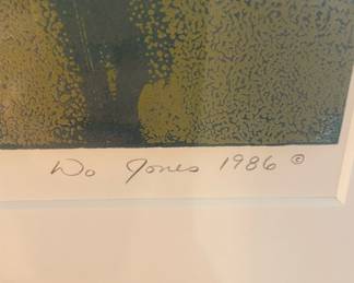 Framed & Matted 1986 Abstract Print by Wo Jones