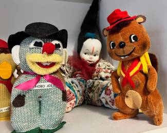 Dakin Dream Pets Plush Squirrel Ranger, Plush Hobo Joe, Harley Quinn Clown Doll