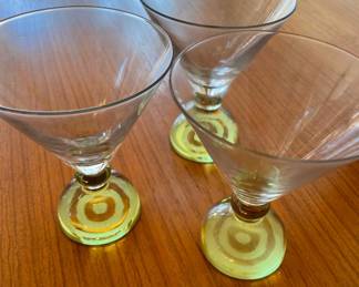 Set of Three Martini Glasses with Rounded Stem