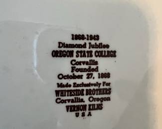 1943 Oregon State College "Diamond Jubilee" Decorative Plate