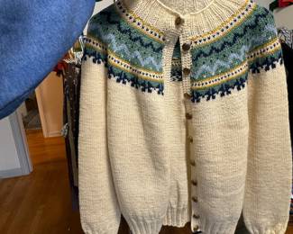 Cream/Blue/Green Knitted Cardigan