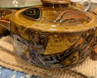Set of 4 Mid Century Japanese Otagiri Stoneware Lidded Casserole Dishes