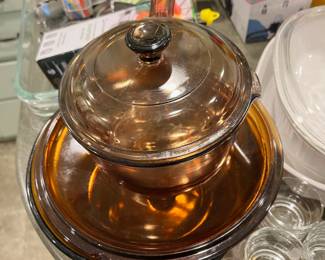 Pyrex Amber Glass Sauce Pan, Amber Glass Casserole Dish