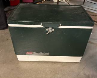 Green/White Coleman Steel Belted Cooler