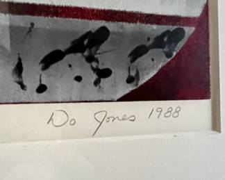 1988 Red/White Circle Abstract Print By Wo Jones