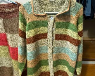 Green/Brown/Blue Knitted Button Up Jacket