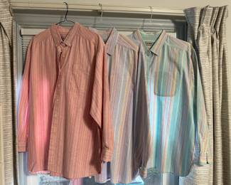 3 L.L. Bean Button Up Dress Shirts - Pastel Blue/Yellow, Pastel Purple/Yellow, Pink/White