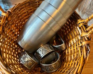 Set of 6 Aitken's Pewter Low Ball Glasses