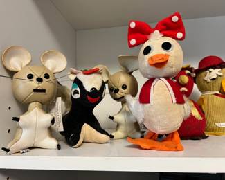 1960's Dream Pets Leatherette Light Brown Plush Mouse, Dakin Dream Pets Plush Skunk